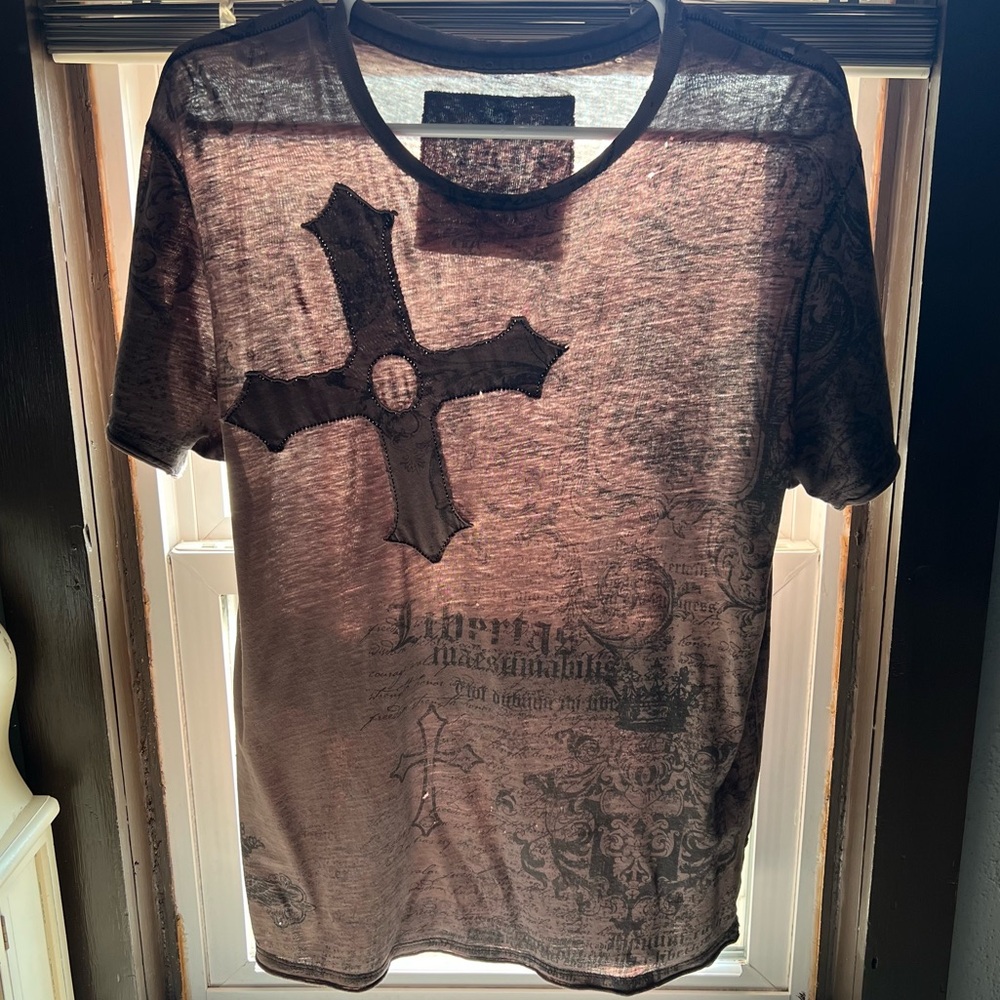Helix Paper Thin T Shirt Y2K Cross Graphic Jesse Pinkman Grunge Burnout